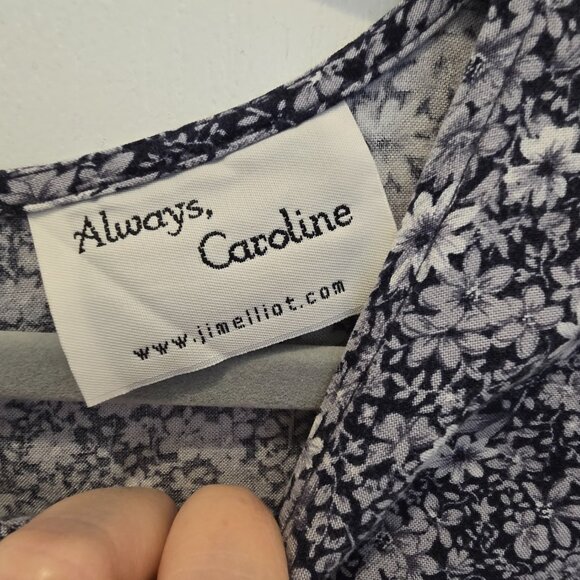 Vintage Jim Elliot Women's Floral Sleeveless Midi Dress Size 8 Navy White Rayon - Picture 4 of 10